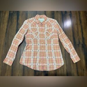 Ryan Michael women's medium 100% cotton made in India pink and gold